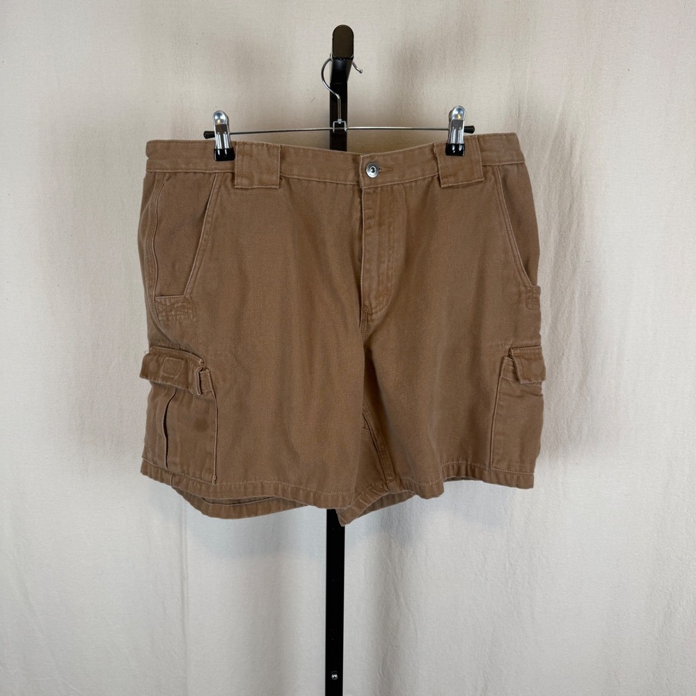 Duluth Trading Co Mens Brown Firehose Cargo Shorts 100% Cotton Size 38x7 Utility